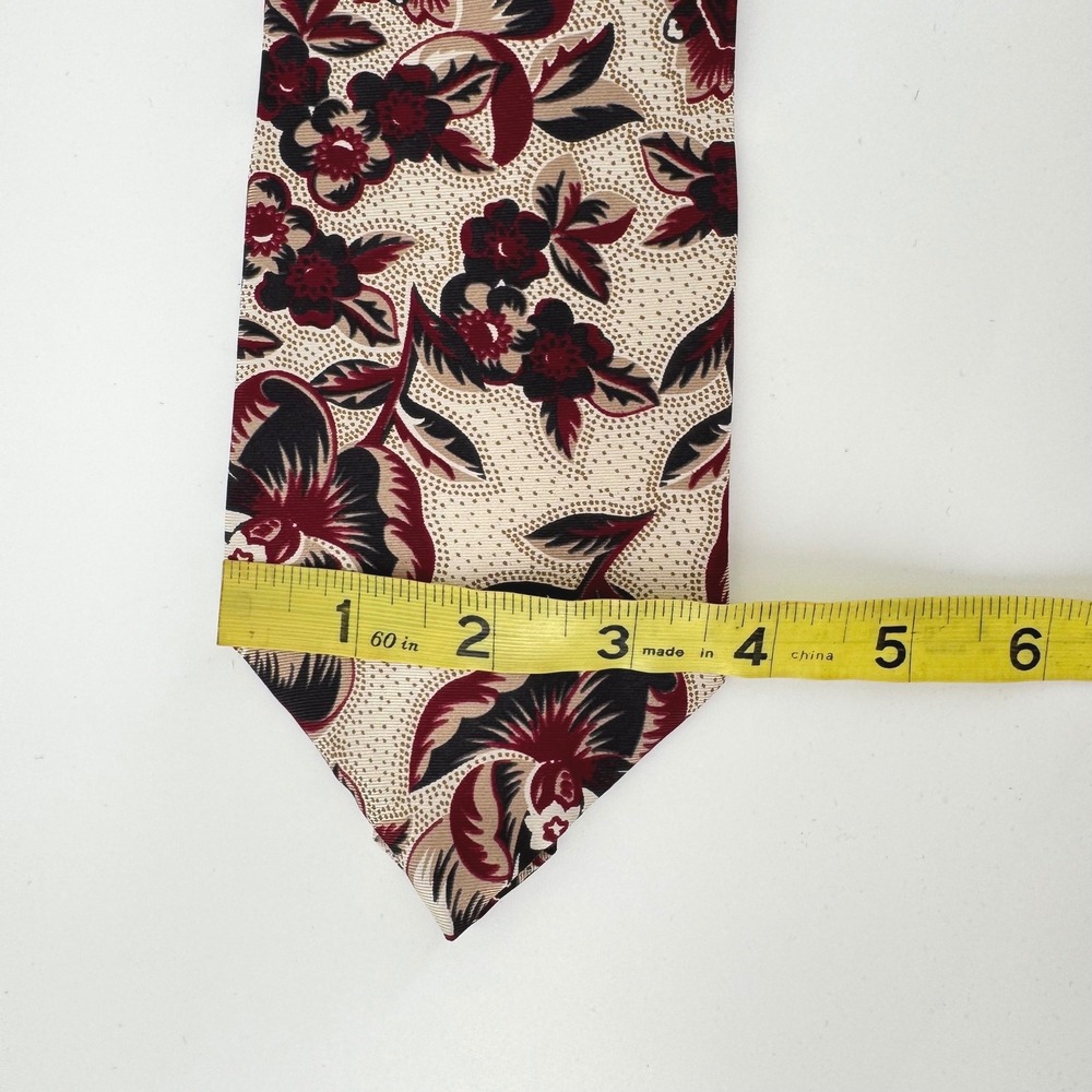 Oscar de la Renta 56" Necktie Mens Burgundy Floral Couture Silk Classic Designer - Picture 4 of 4